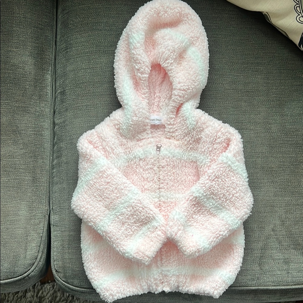 Angel Dear Cozy Pink and White Hooded Jacket